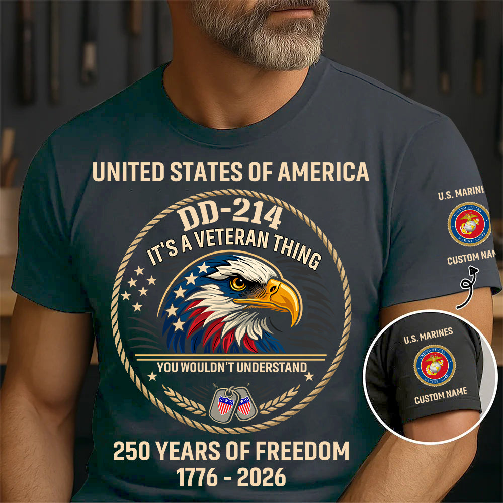 Marine Battalions - DD-214 It's A Veteran Things - Personalized Shirt, Custom Veteran Military Branch Shirt, 250th USA Tee, Independence Day Shirt, Veteran Shirt, 4th Of July Tee - 1776729602