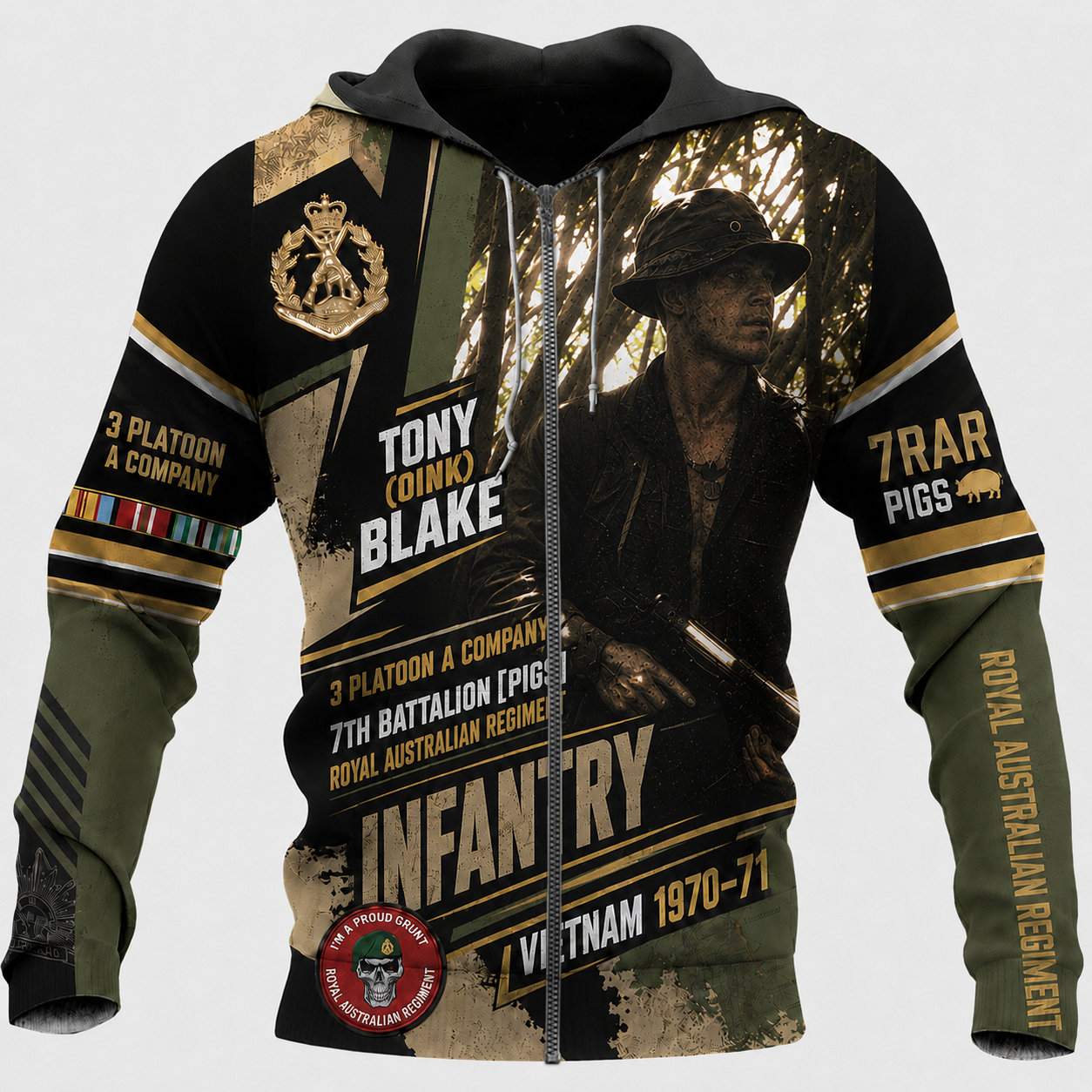 Personalized Australia Soldier/Veteran Zip Hoodie All Over Printed - Tony Blake