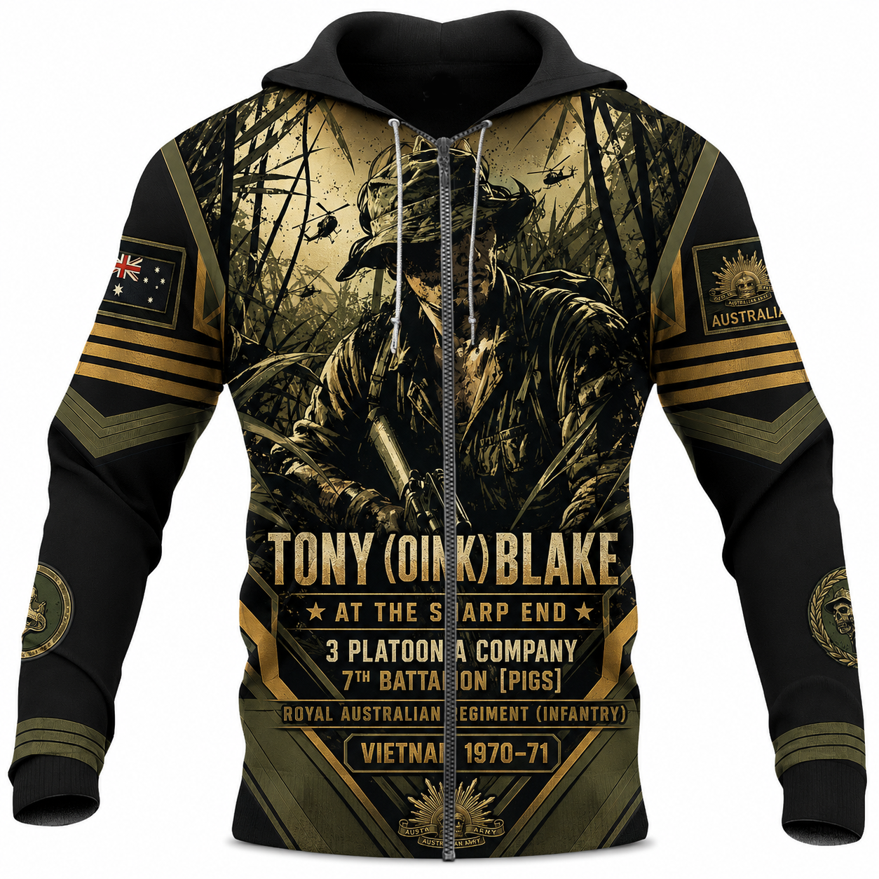 Personalized Australia Soldier/Veteran Zip Hoodie All Over Printed - Tony Blake