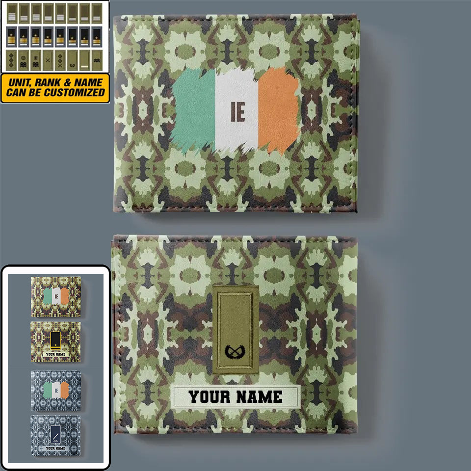 Personalized Ireland Soldier/ Veteran Camo With Name And Rank Wallet 3D Printed - 17061408
