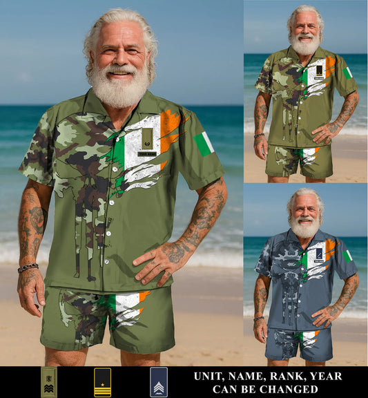 Personalized Ireland Soldier/ Veteran Camo With Rank Combo Hawaii Shirt + Short 3D Printed - 16989696