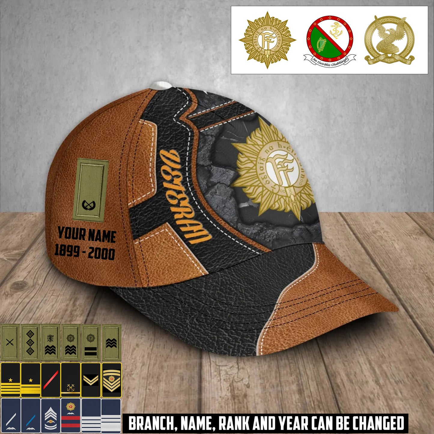 Personalized Rank, Year And Name Ireland Soldier/Veterans Baseball Cap - 17373312