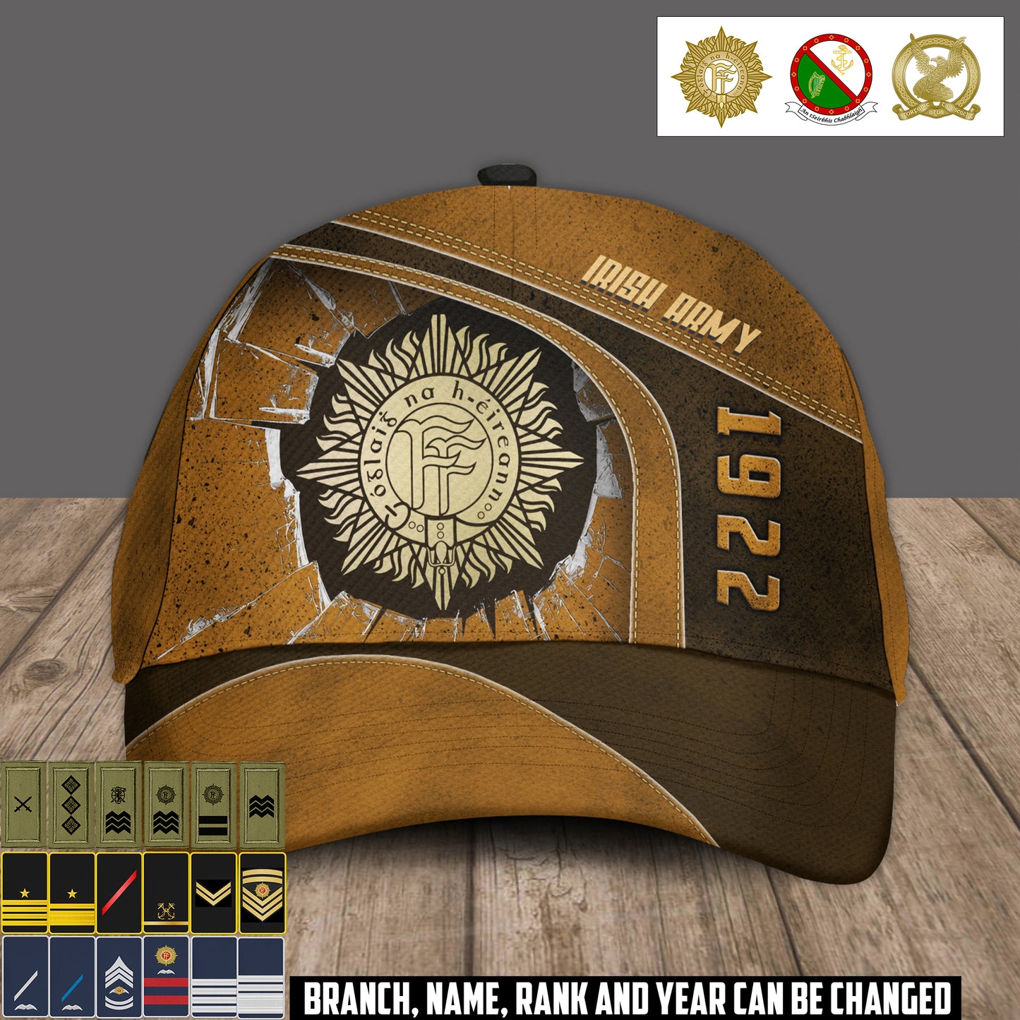Personalized Rank, Year And Name Ireland Soldier/Veterans Baseball Cap - 17374176