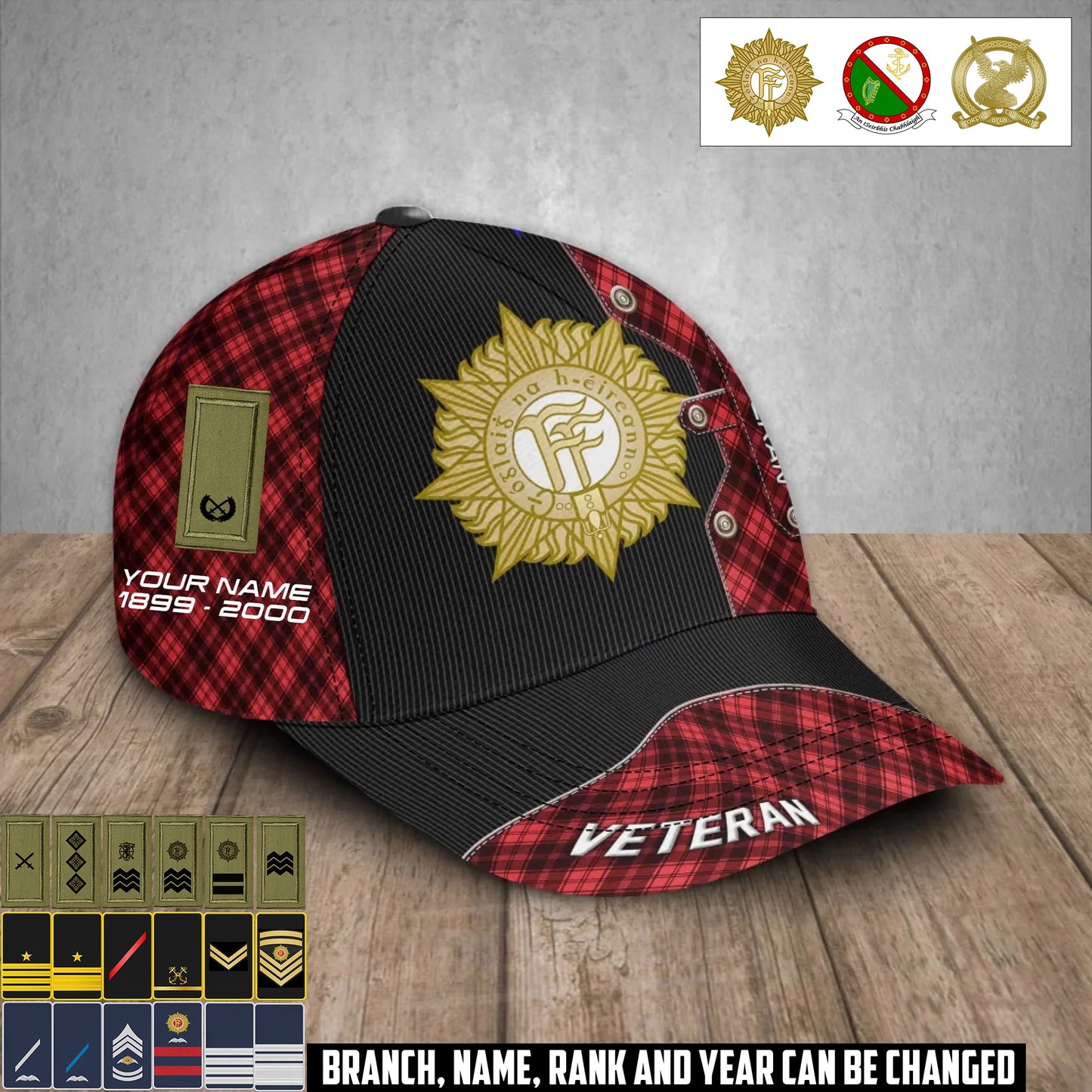 Personalized Rank, Year And Name Ireland Soldier/Veterans Baseball Cap - 17385408