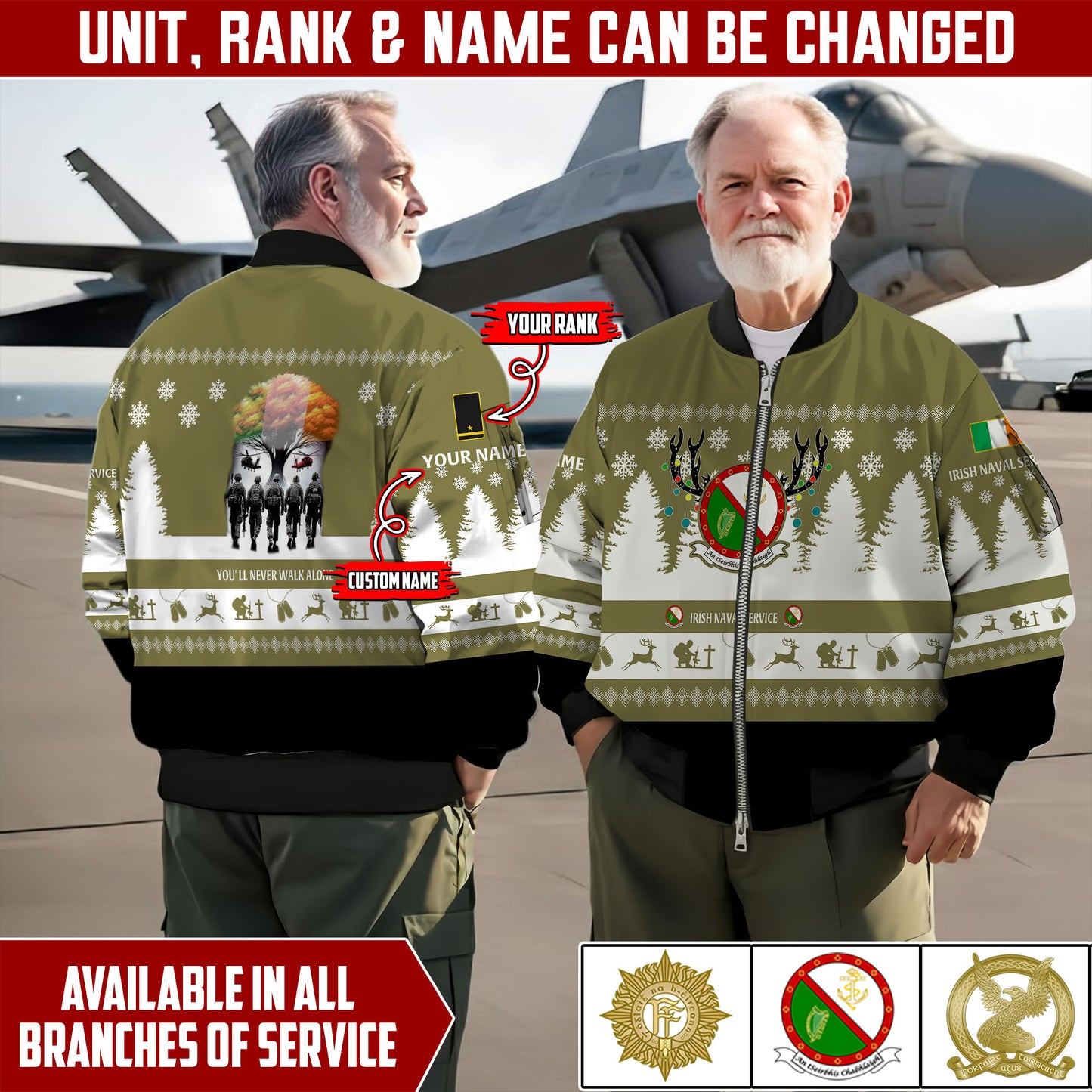 Personalized Ireland Soldier/Veteran Camo with Name And Rank Sweater All Over Printed - 17298144