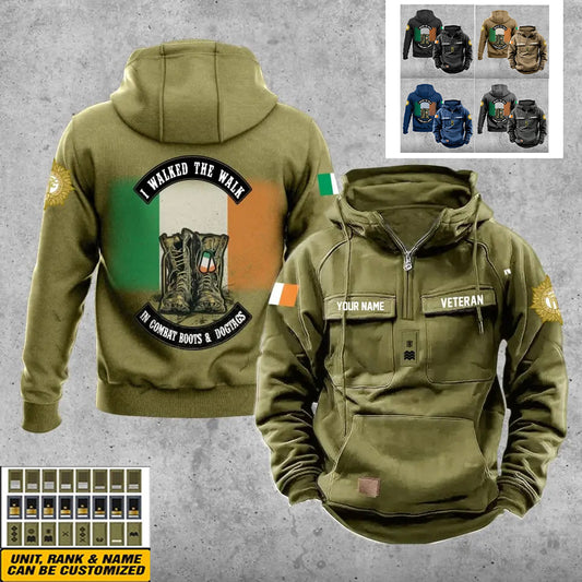 Sweat à capuche vintage personnalisé avec imprimé sur toute la surface du soldat/vétéran irlandais - 17207424