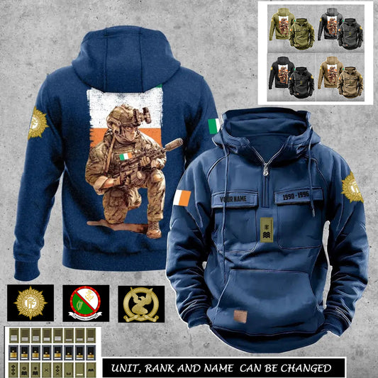 Sweat à capuche vintage personnalisé avec imprimé sur toute la surface du soldat/vétéran irlandais - 27062401QA