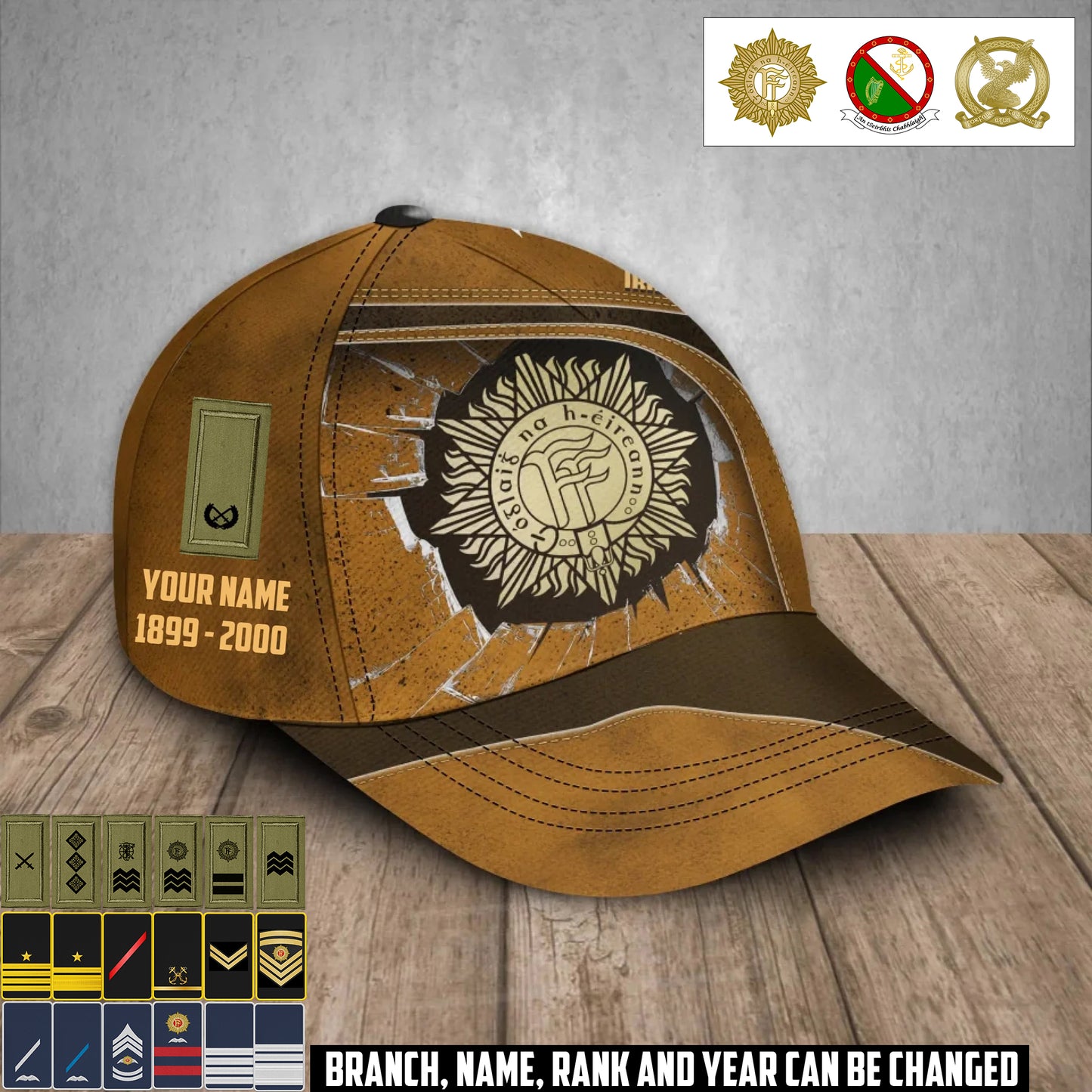Personalized Rank, Year And Name Ireland Soldier/Veterans Baseball Cap - 17374176