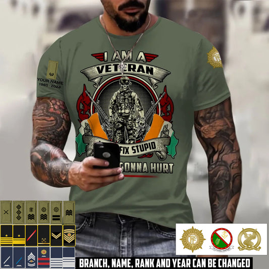 Personalized Ireland Soldier/Veteran Camo with Name, Year and Rank T-Shirt All Over Printed - 17413056