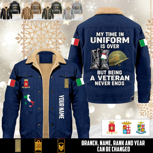 Personalized Italy Soldier/ Veteran With Name And Rank Cargo Fleece Jacket - 17645472