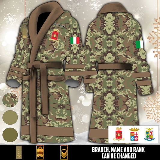 Personalized Rank And Name Italy Soldier/Veterans Bathrobe - 1764720001