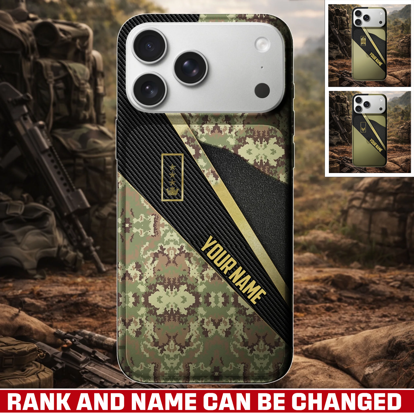 Personalized Italy Veteran/ Soldier With Rank And Name Camo Phone Case - 17728416