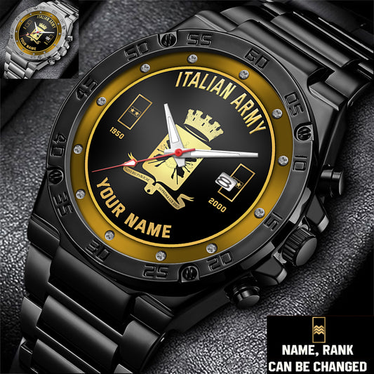 Personalized Italy Soldier/ Veteran With Name, Rank And Year Gentleman Stainless Steel Watch - 17387136