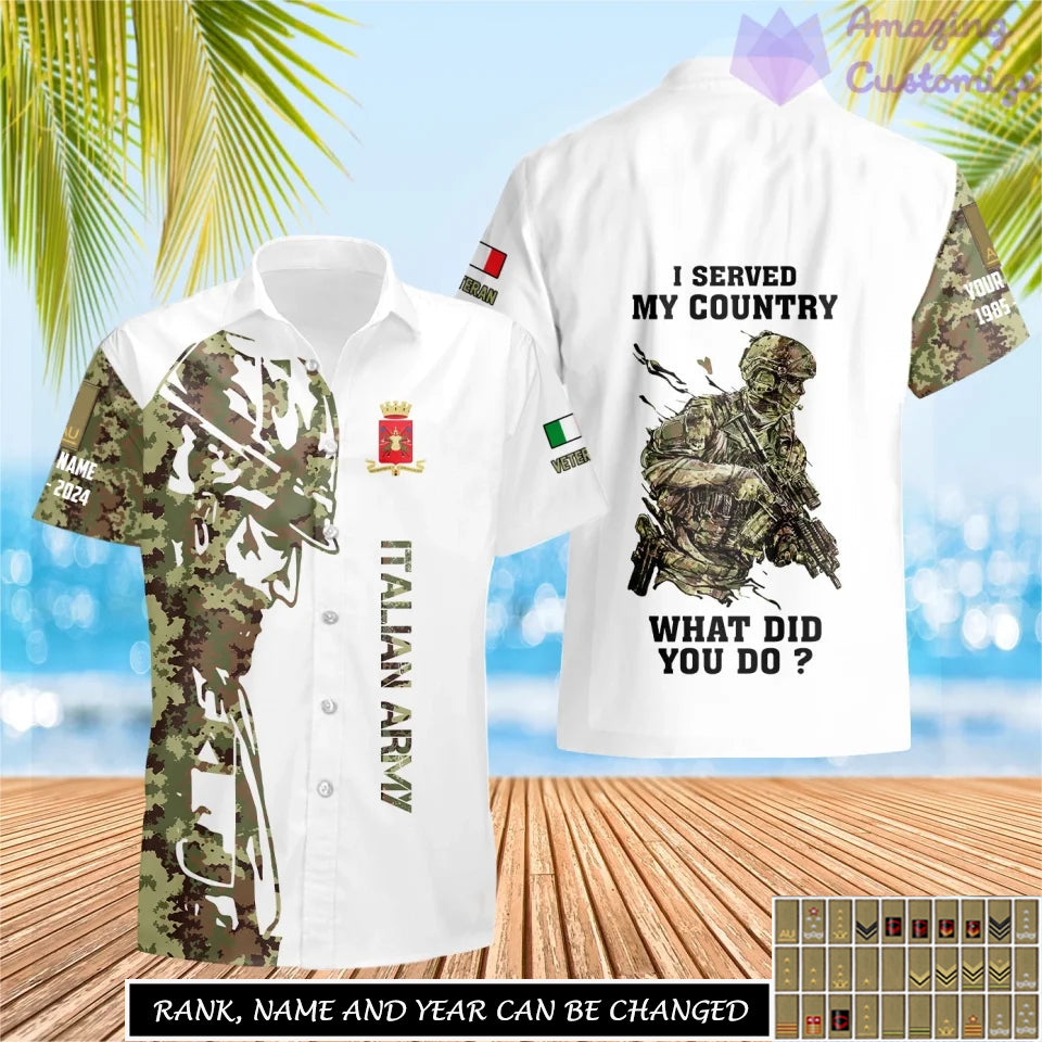 Personalized Italy Soldier/Veteran Camo with Name, Rank Hawaii All Over Printed - 17262720