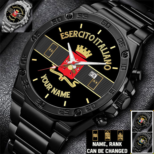 Personalized Italy Soldier/ Veteran With Name And Rank Gentleman Stainless Steel Watch - 17388000