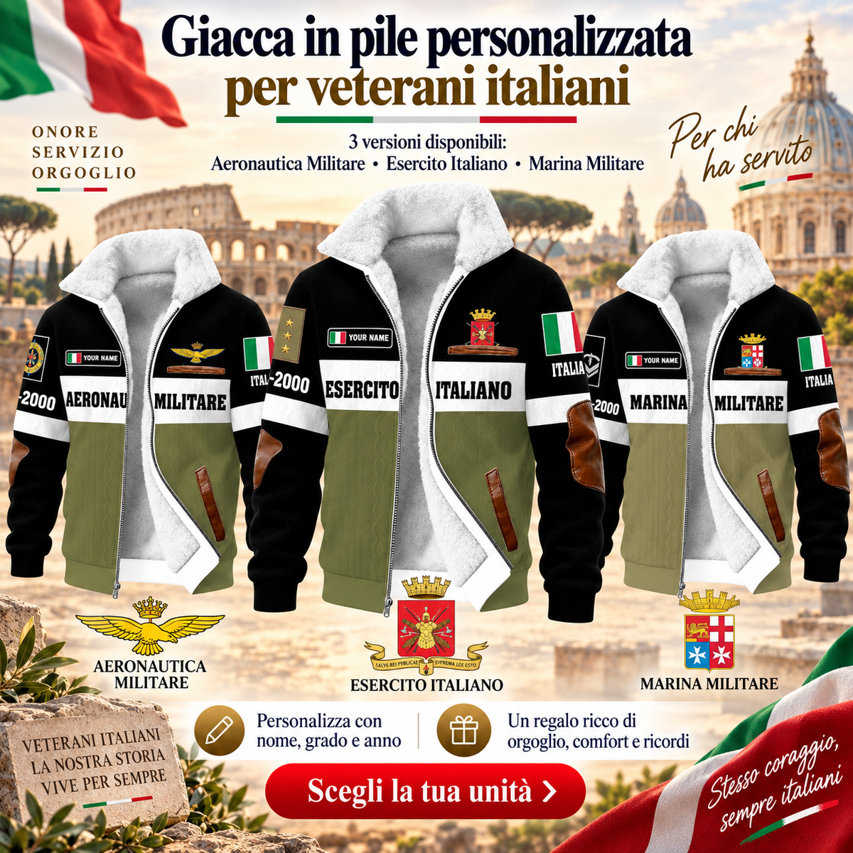Personalized Italy Soldier/Veteran Heavy Fleece Jacket All Over Printed - QK1780358403