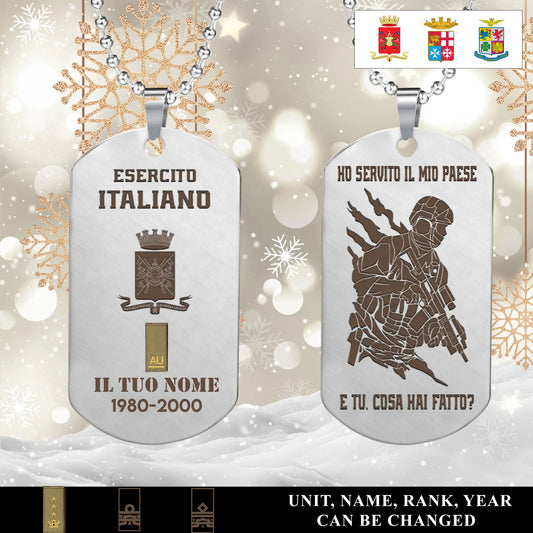 Personalized Italy Soldier/Veteran with Rank, Name & Year Dog Tag Necklace - 1763942401