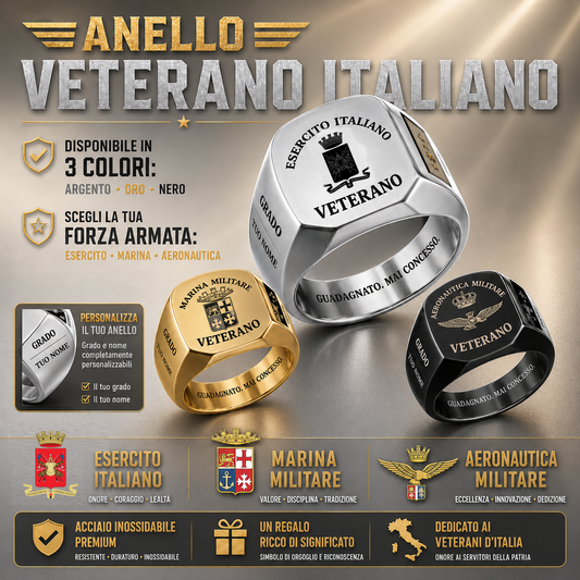 Personalized Italy Soldier/Veteran with Name and Rank Engraved Men’s Ring - 17629920