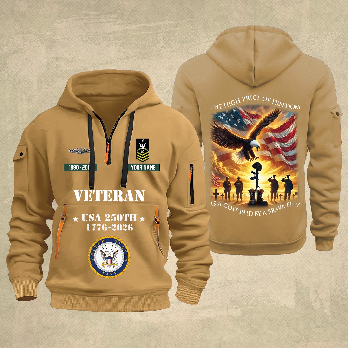 Navy Badge - The High Price Of Freedom 250th USA – Personalized Military Zip Hoodie Multicolor - 17702496