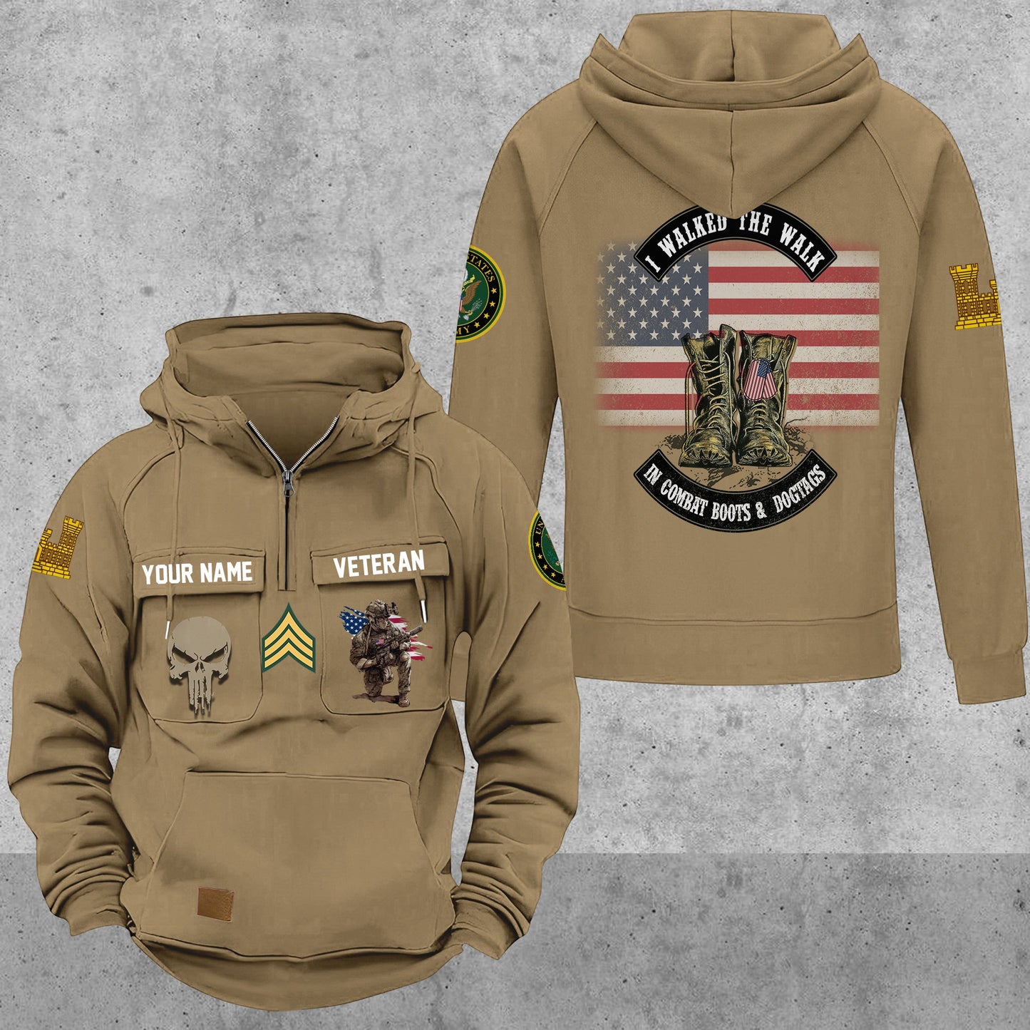 Army Branch - Personalized US Soldier/ Veteran Vintage Hoodie All Over Printed - 17494272