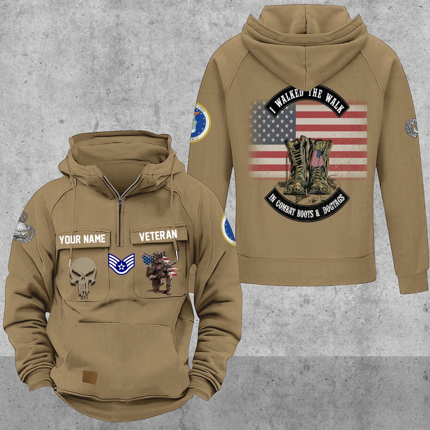 Air Force Badge - Personalized US Soldier/ Veteran Vintage Hoodie All Over Printed - 17494272