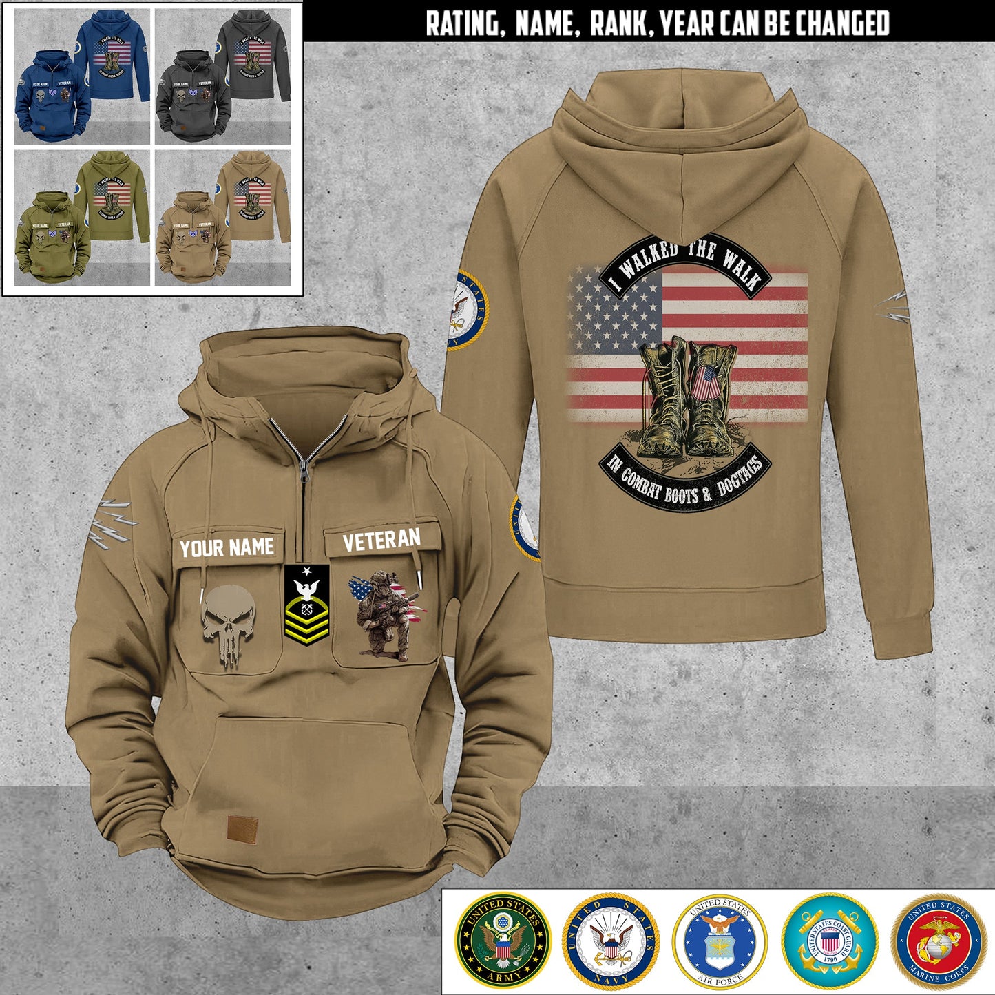 Navy Rating - Personalized US Soldier/ Veteran Vintage Hoodie All Over Printed - 17494272