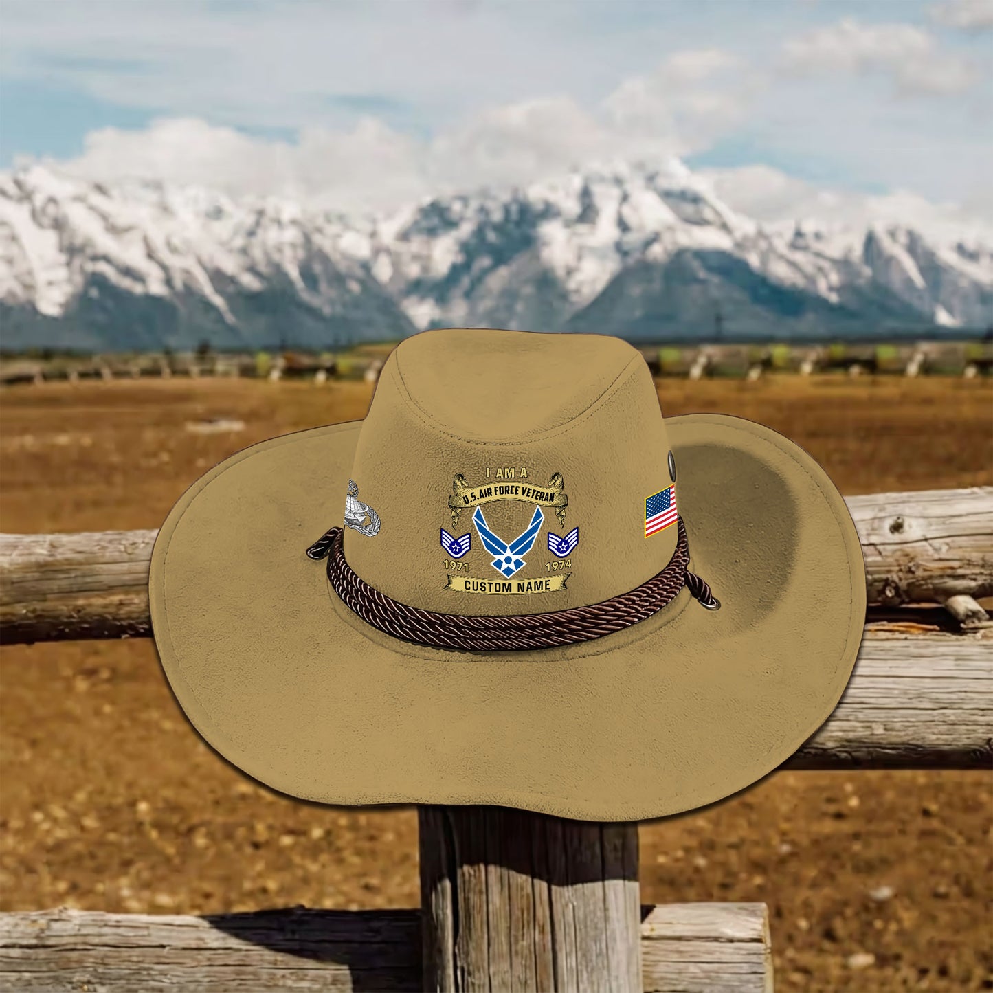 Air Force Badge - Personalized US Soldier/ Veteran With Rank, Name and Year Cowboy Hat - 1776902402