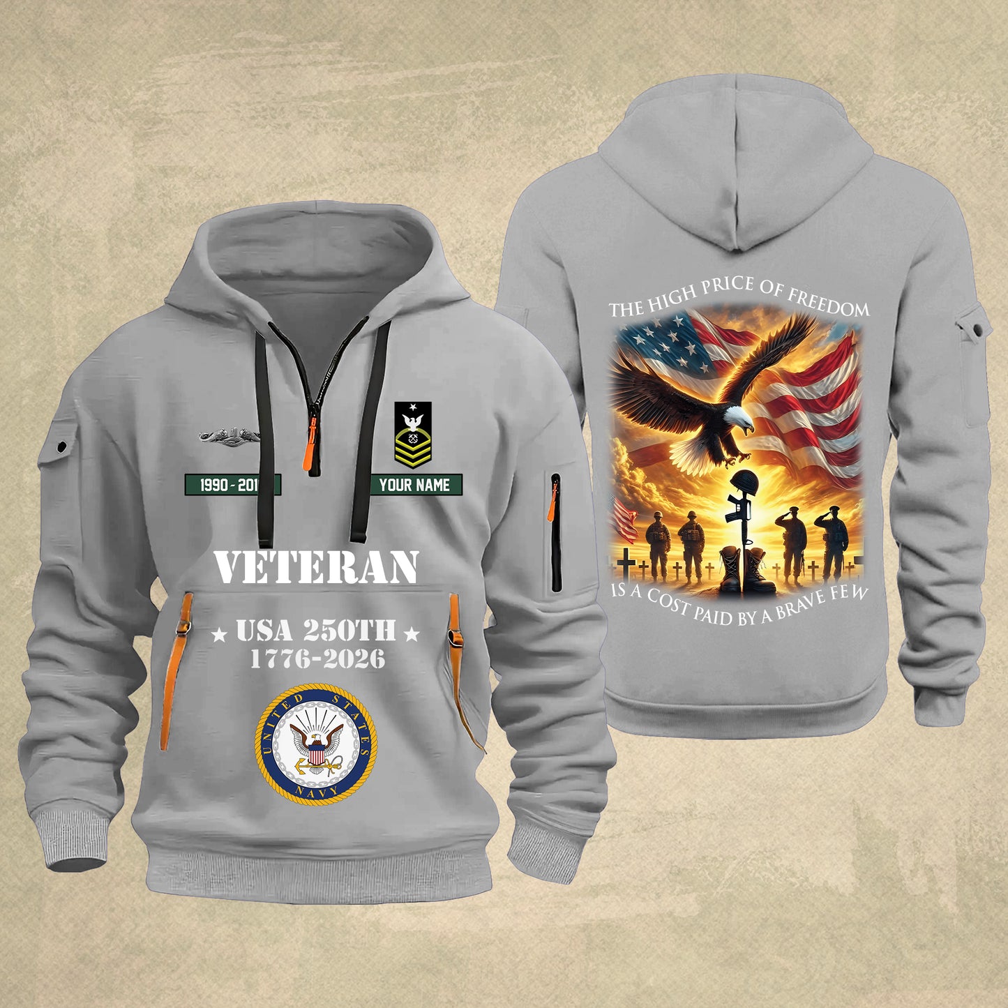 Navy Badge - The High Price Of Freedom 250th USA – Personalized Military Zip Hoodie Multicolor - 17702496