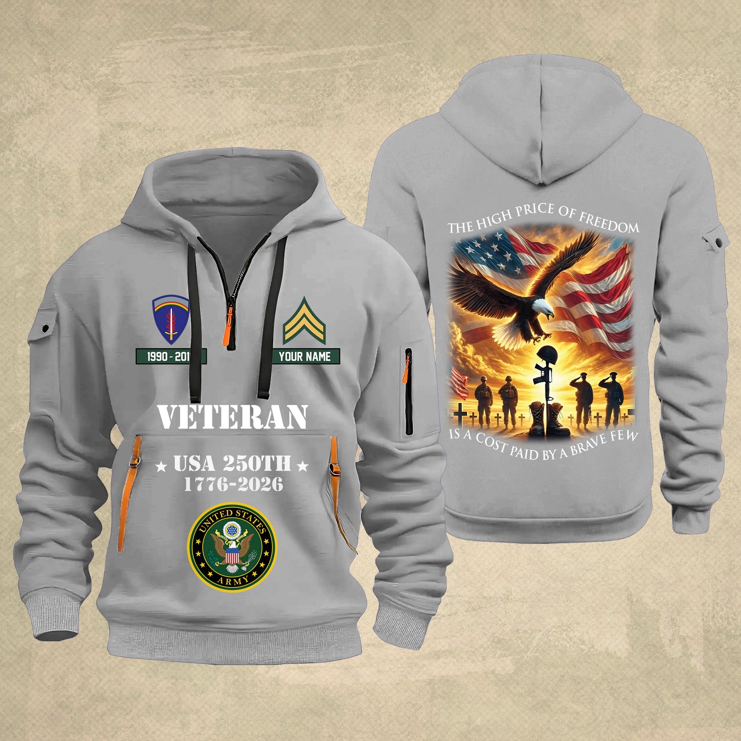Army Division - The High Price Of Freedom 250th USA – Personalized Military Zip Hoodie Multicolor - 17702496