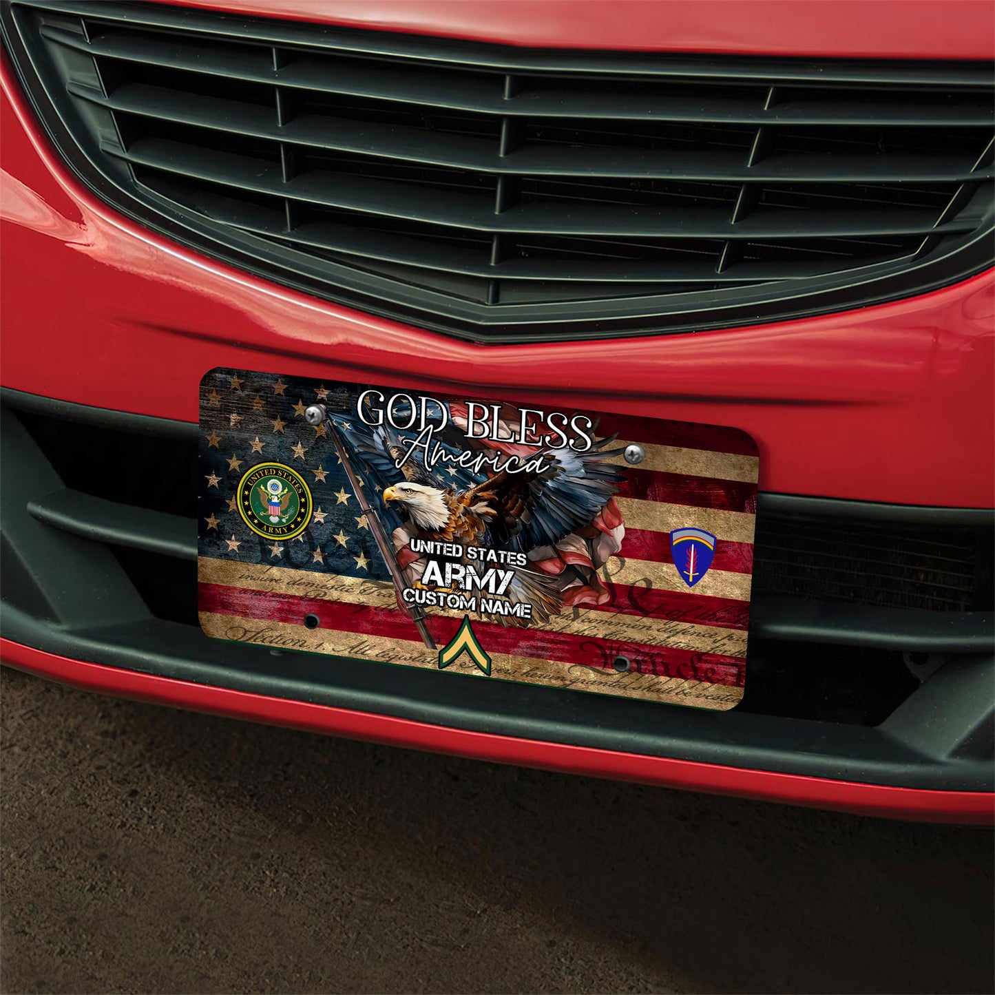 Army Division- Personalized US Veteran/ Soldier With Rank, Name And Year License Plate - 1777075202