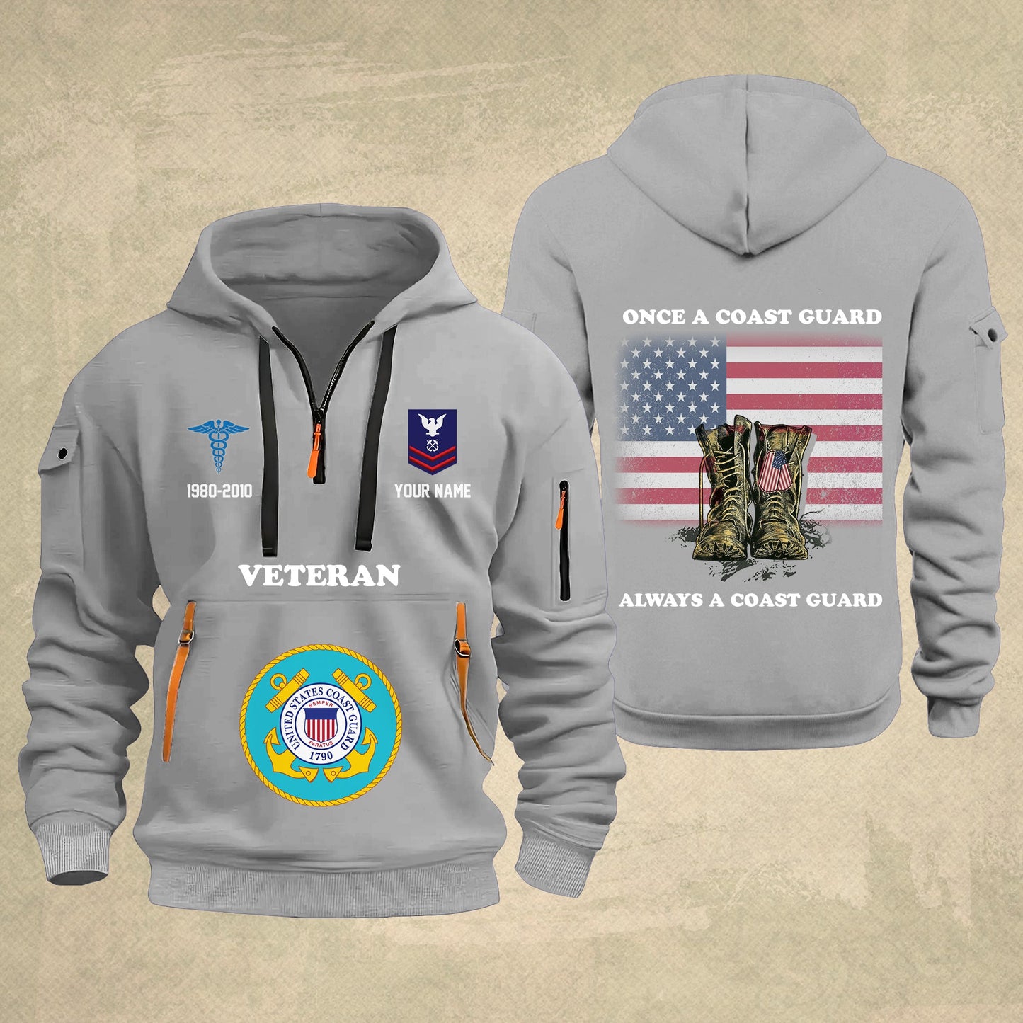 Coast Guard Rating - Personalized US Soldier/ Veteran With Name And Rank Zip Hoodie Multicolor - 17044128