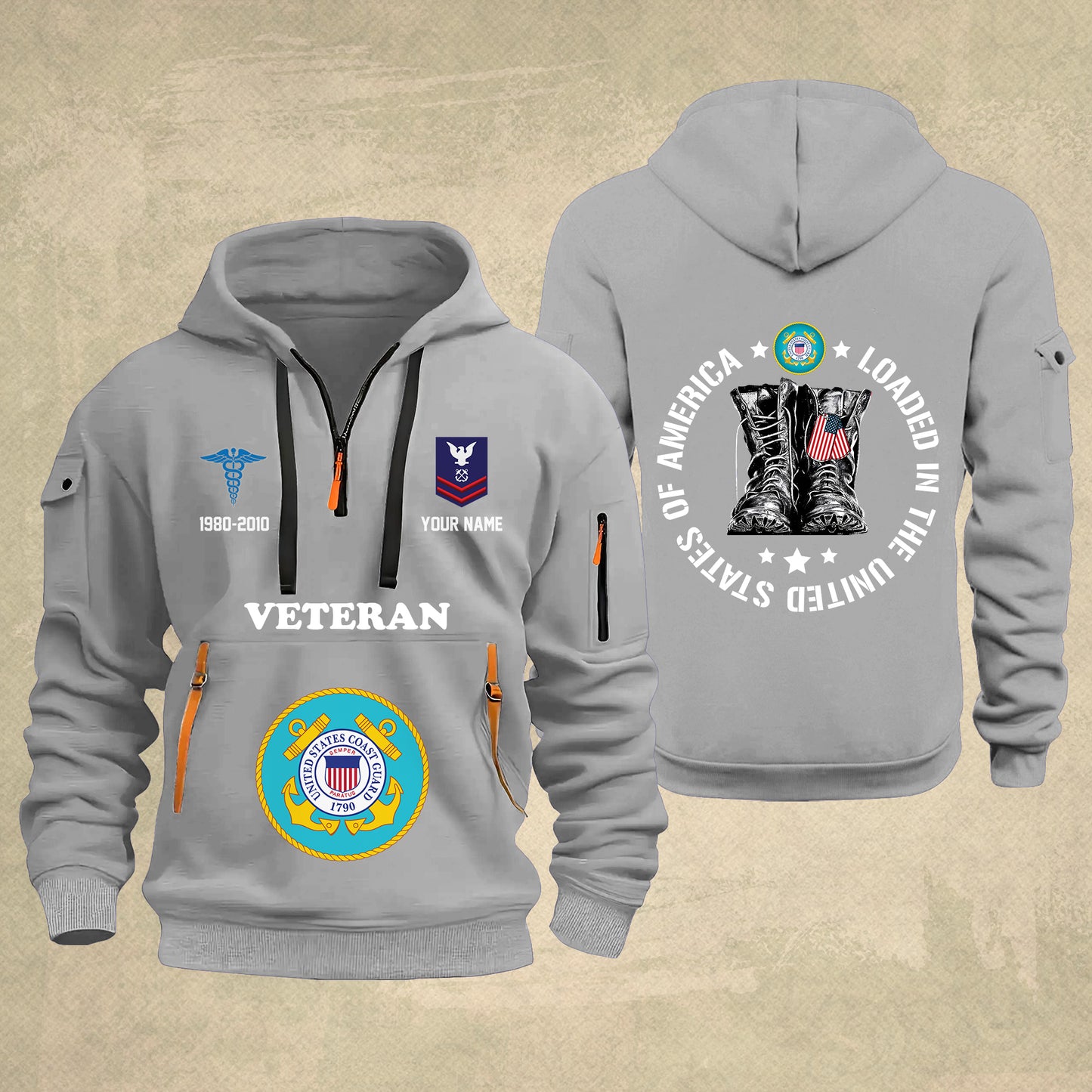 Coast Guard Rating - Personalized U.S. Military Zip Hoodie Multicolor With American Flag – Custom Veteran Hoodie – Independence Day Hoodie - 17689536