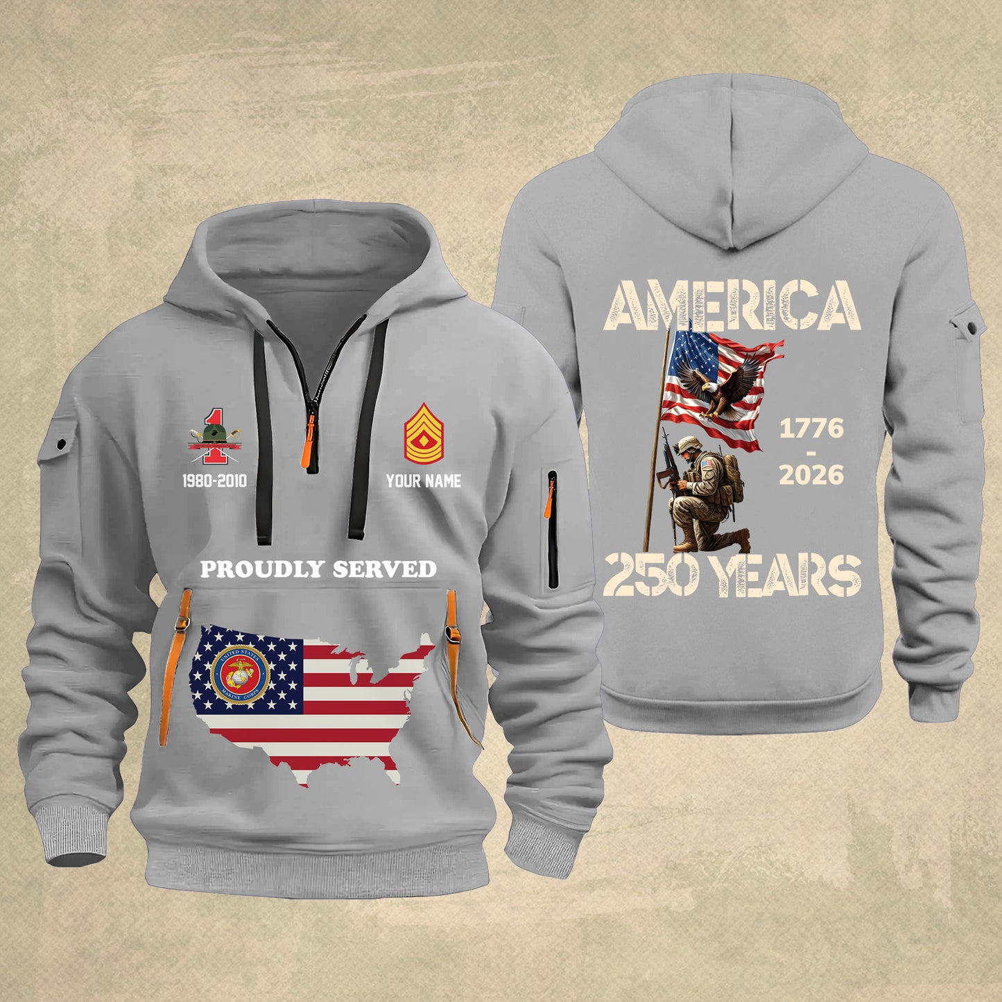 Marines Battalions - Personalized America 250 Years Zip Hoodie Multicolor, Custom U.S. Soldier Branch Hoodie, Happy Independence Day, 4th Of July Zip Hoodie - 1769040002
