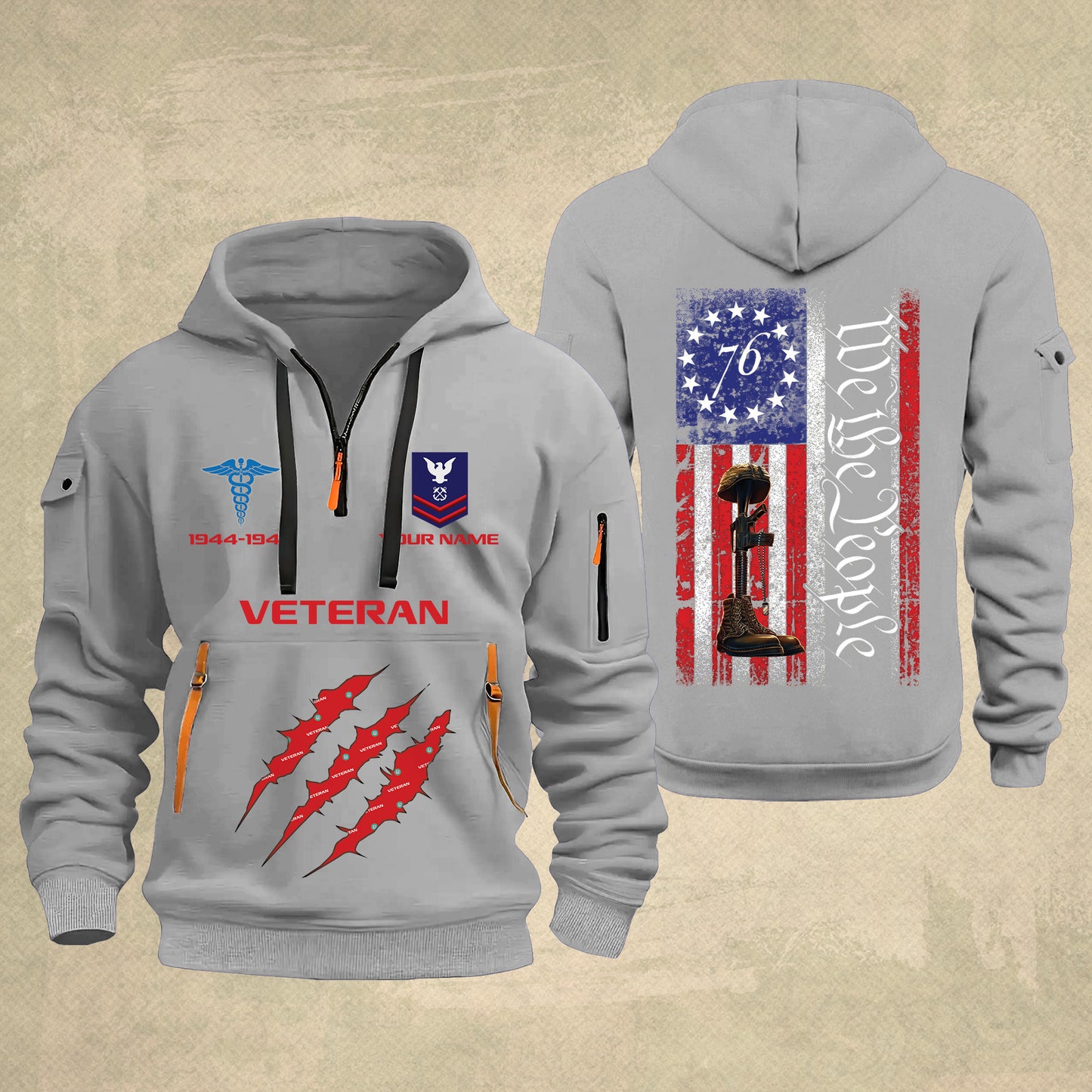 Coast Guard Rating - Personalized We The People 250th USA Zip Hoodie Multicolor – Custom Military Branch, 1776–2026, Custom Name - 17690400