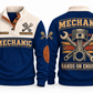 Mechanic MEC01 sports sweatshirt navy, front and back with flat printed artwork