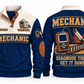 Mechanic MEC02 sports sweatshirt navy, front and back with flat printed artwork