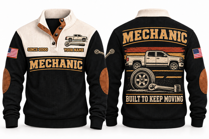 Mechanic MEC03 sports sweatshirt black, front and back with flat printed artwork