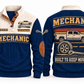 Mechanic MEC03 sports sweatshirt navy, front and back with flat printed artwork