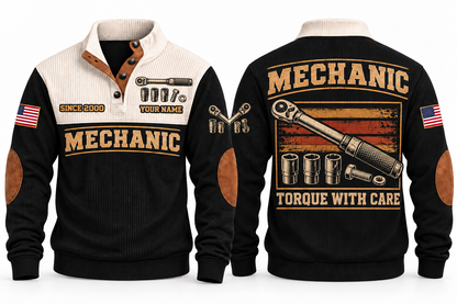 Mechanic MEC04 sports sweatshirt black, front and back with flat printed artwork