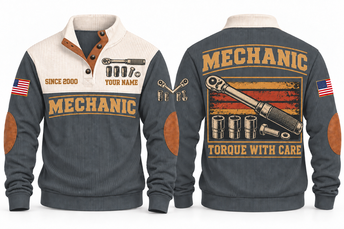 Mechanic MEC04 sports sweatshirt grey, front and back with flat printed artwork