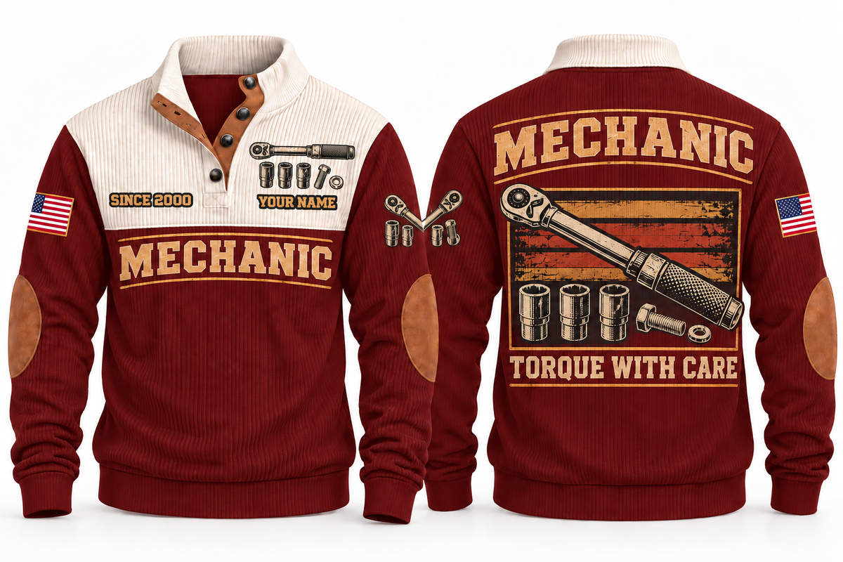 Mechanic MEC04 sports sweatshirt jujube-red, front and back with flat printed artwork