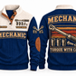 Mechanic MEC04 sports sweatshirt navy, front and back with flat printed artwork