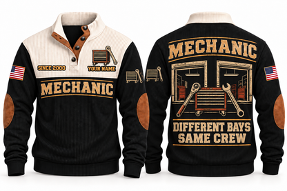 Mechanic MEC05 sports sweatshirt black, front and back with flat printed artwork