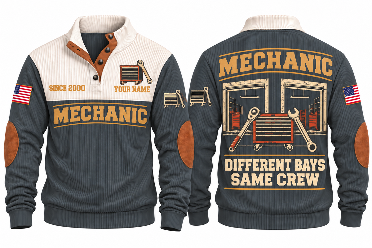 Mechanic MEC05 sports sweatshirt grey, front and back with flat printed artwork