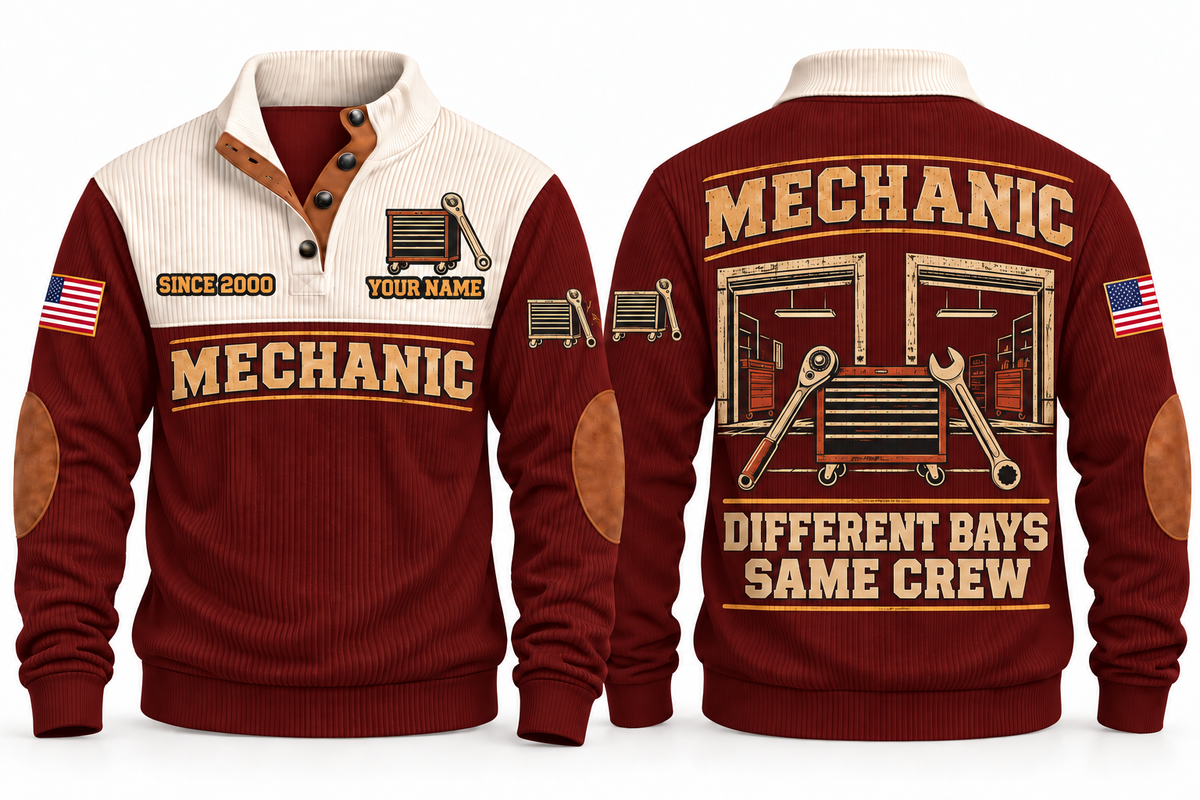 Mechanic MEC05 sports sweatshirt jujube-red, front and back with flat printed artwork