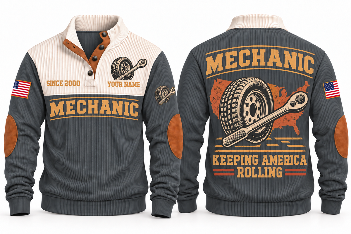 Mechanic MEC06 sports sweatshirt grey, front and back with flat printed artwork