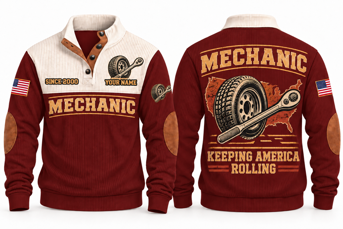 Mechanic MEC06 sports sweatshirt jujube-red, front and back with flat printed artwork