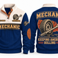 Mechanic MEC06 sports sweatshirt navy, front and back with flat printed artwork