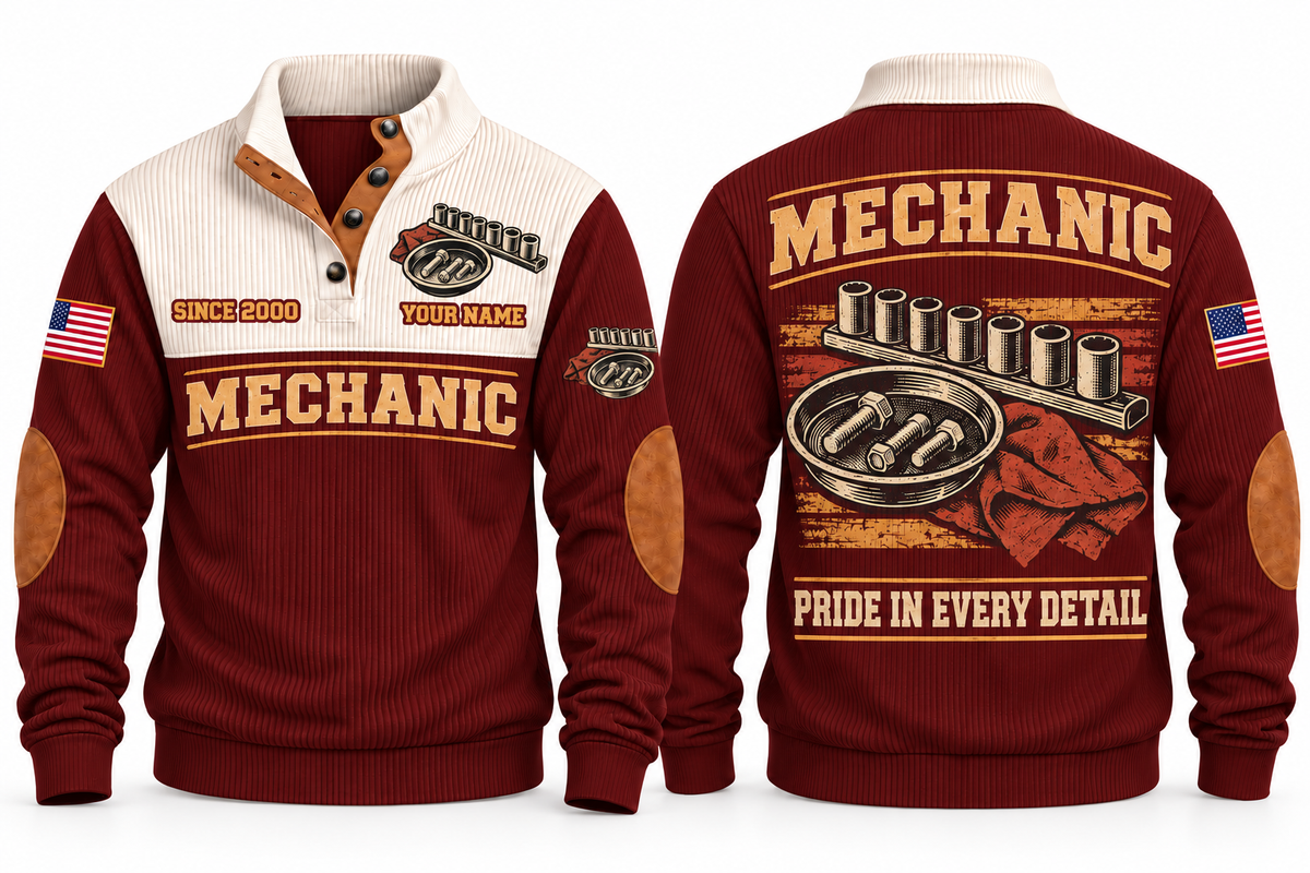 Mechanic MEC07 sports sweatshirt jujube-red, front and back with flat printed artwork