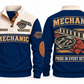 Mechanic MEC07 sports sweatshirt navy, front and back with flat printed artwork